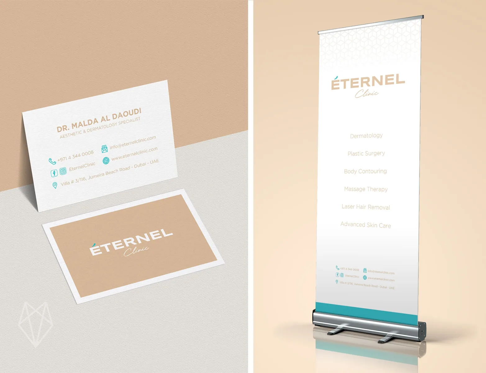 Eternel Clinic — Roll-up display and clinic communication — Dubai — United Arab Emirates